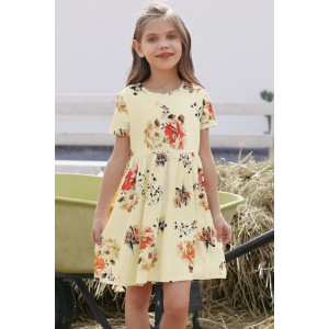 Short Sleeve Pocketed Children's Floral ...