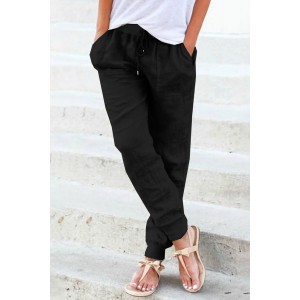 Black Pocketed Drawstring Joggers...