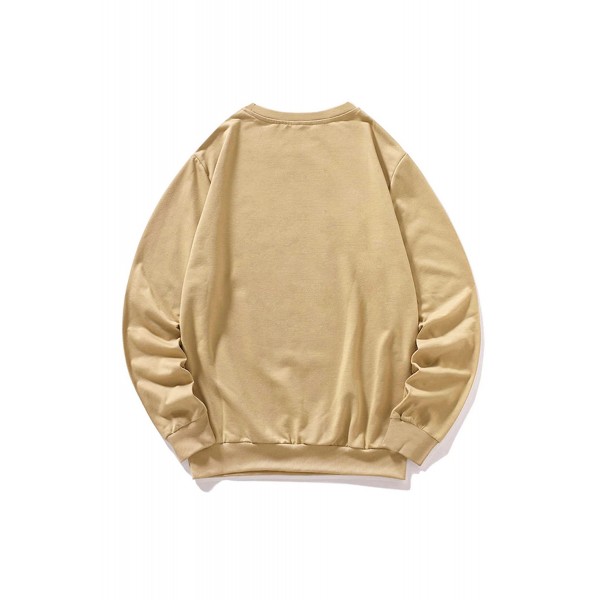 Khaki BOSTON Letters Print Crew Neck Men's Pullover Sweatshirt Khaki BOSTON Letters Print Crew Neck Men's Pullover Sweatshirt