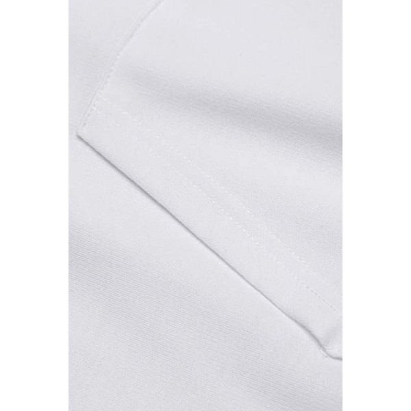 White Long Sleeve Pullover Men Hoodie