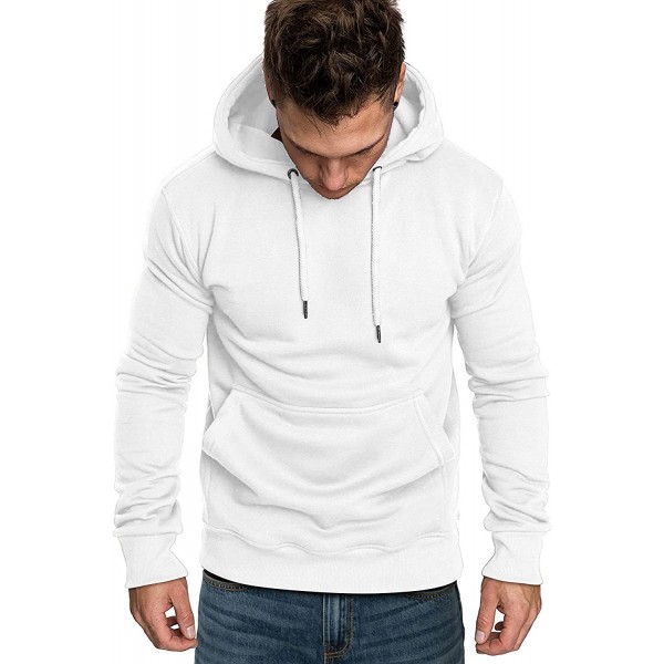 White Long Sleeve Pullover Men Hoodie