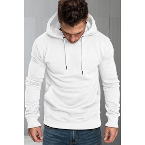 White Long Sleeve Pullover Men Hoodie...